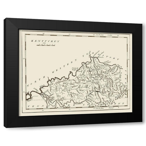 Kentucky - Carey 1796 Black Modern Wood Framed Art Print by Carey