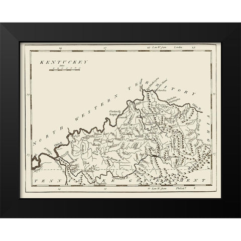 Kentucky - Carey 1796 Black Modern Wood Framed Art Print by Carey
