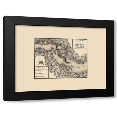Rapids of Ohio River - Collett 1976 Black Modern Wood Framed Art Print by Collett