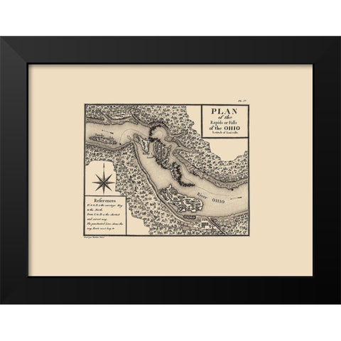 Rapids of Ohio River - Collett 1976 Black Modern Wood Framed Art Print by Collett