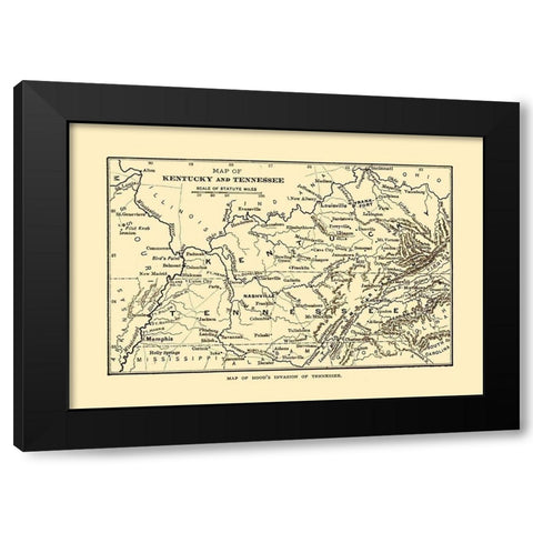 Tennessee Hoods Invasion -Century 1864  Black Modern Wood Framed Art Print with Double Matting by Century