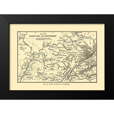 Tennessee Hoods Invasion -Century 1864  Black Modern Wood Framed Art Print by Century