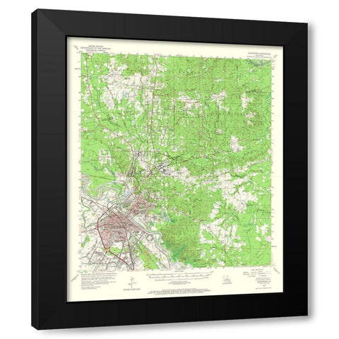 Alexandria Louisiana Quad - USGS 1957 Black Modern Wood Framed Art Print with Double Matting by USGS