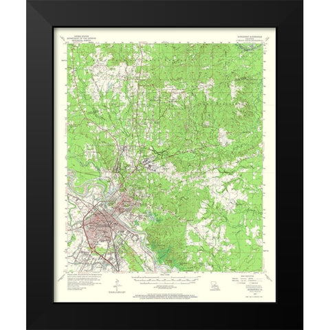 Alexandria Louisiana Quad - USGS 1957 Black Modern Wood Framed Art Print by USGS