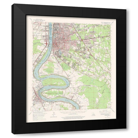 Baton Rouge Louisiana Quad - USGS 1963 Black Modern Wood Framed Art Print with Double Matting by USGS