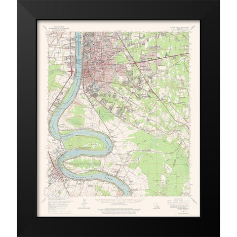 Baton Rouge Louisiana Quad - USGS 1963 Black Modern Wood Framed Art Print by USGS