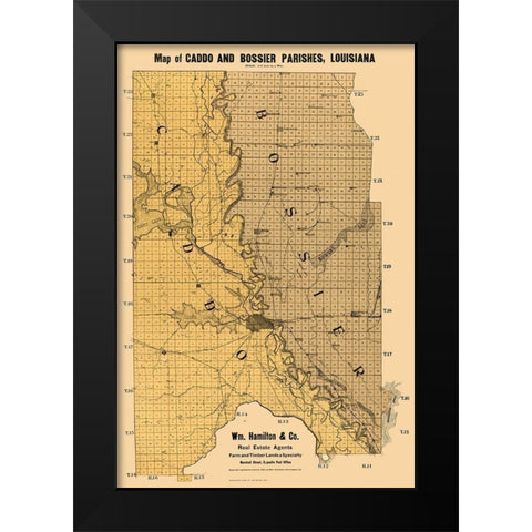 Caddo Bossier Parishes Louisiana - Kenyon 1904  Black Modern Wood Framed Art Print by Kenyon