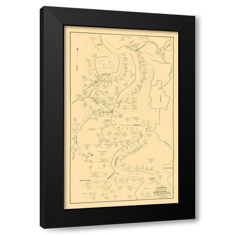 Carrol Parish Louisiana - McFarland 1860  Black Modern Wood Framed Art Print by McFarland