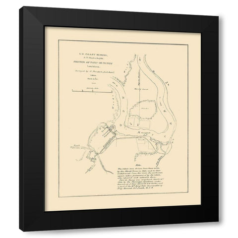 Fort De Russy Louisiana - Bache 1864  Black Modern Wood Framed Art Print with Double Matting by Bache