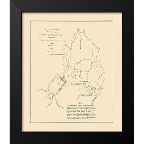 Fort De Russy Louisiana - Bache 1864  Black Modern Wood Framed Art Print by Bache
