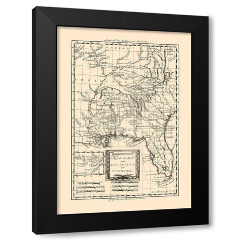 Louisiana Florida -1785 Black Modern Wood Framed Art Print by Unknown