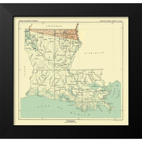 Louisiana - Hoen 1896 Black Modern Wood Framed Art Print by Hoen