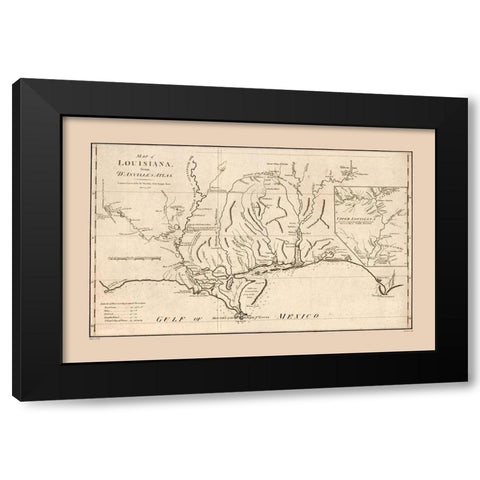 Louisiana - DAnville 1788 Black Modern Wood Framed Art Print by D''Anville