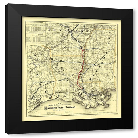 Mississippi Valley Railroad of Louisiana 1882 Black Modern Wood Framed Art Print by Colton