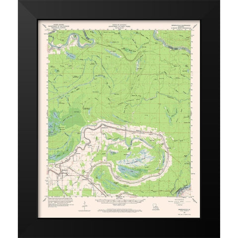 Moreauville Louisiana Quad - USGS 1962 Black Modern Wood Framed Art Print by USGS