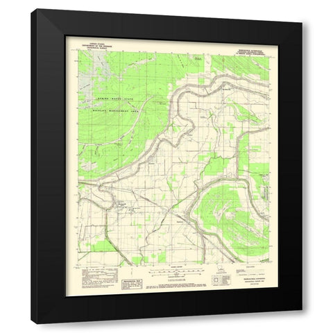 Moreauville Louisiana Quad - USGS 1982 Black Modern Wood Framed Art Print by USGS