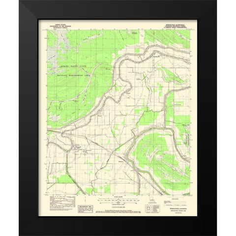 Moreauville Louisiana Quad - USGS 1982 Black Modern Wood Framed Art Print by USGS