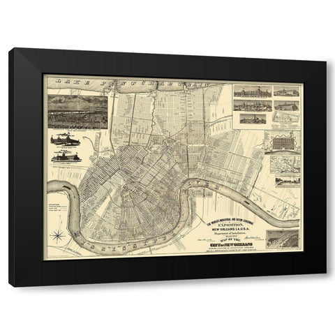 New Orleans Louisiana Expositiion - Burke 1890 Black Modern Wood Framed Art Print by Burke