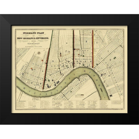 New Orleans Louisiana - Norman 1845 Black Modern Wood Framed Art Print by Norman