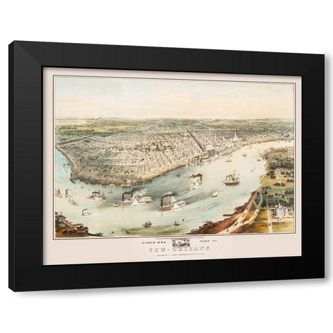New Orleans Louisiana - Guerber 1851 Black Modern Wood Framed Art Print with Double Matting by Guerber