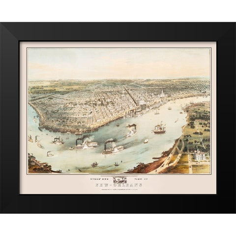 New Orleans Louisiana - Guerber 1851 Black Modern Wood Framed Art Print by Guerber
