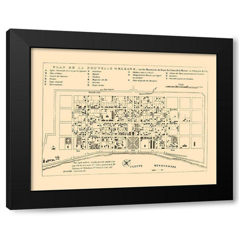 New Orleans Louisiana - Bellin 1744 Black Modern Wood Framed Art Print by Bellin