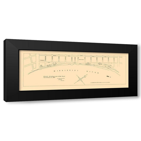 New Orleans Louisiana Front Part - Pille 1828 Black Modern Wood Framed Art Print with Double Matting by Pille