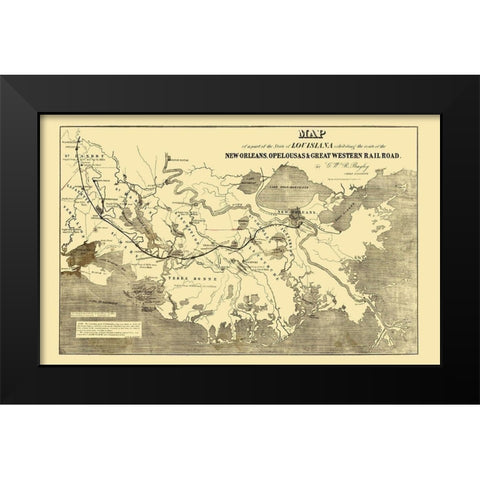 New Orleans, Opelousas and Great Western 1853 Black Modern Wood Framed Art Print by Bayley