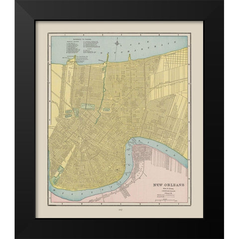 New Orleans Louisiana - Cram 1892 Black Modern Wood Framed Art Print by Cram