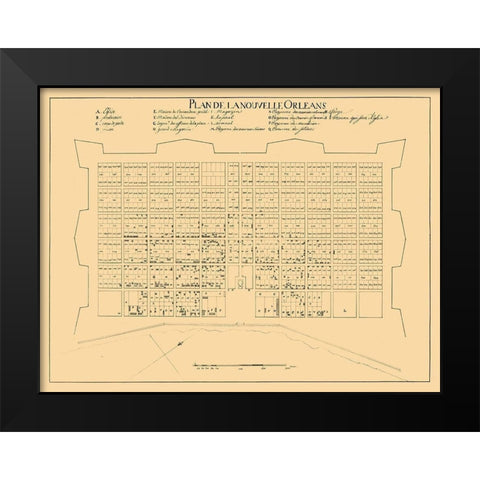 New Orleans Louisiana -1722 Black Modern Wood Framed Art Print by Unknown