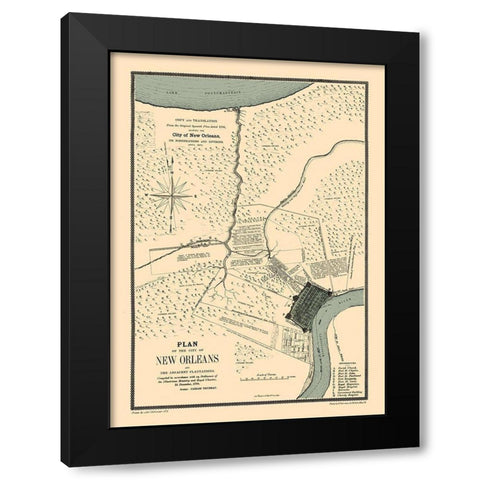 New Orleans Louisiana Fortifications - Trudeau 1798  Black Modern Wood Framed Art Print by Trudeau