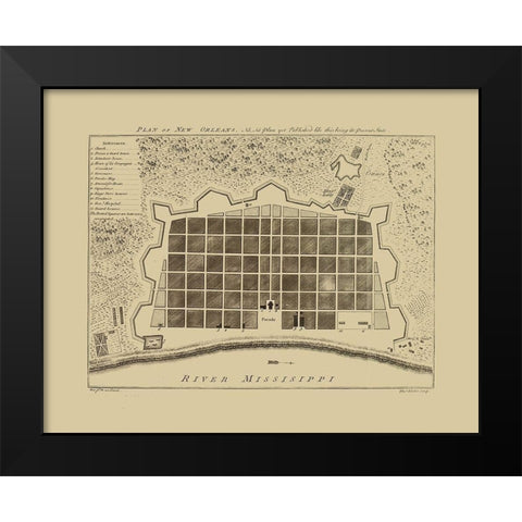 New Orleans Louisiana - Pittman 1770  Black Modern Wood Framed Art Print by Pittman