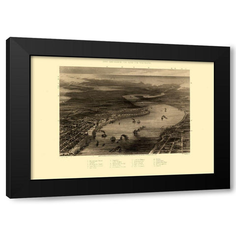 New Orleans Louisiana - Ridgway 1863  Black Modern Wood Framed Art Print with Double Matting by Ridgway