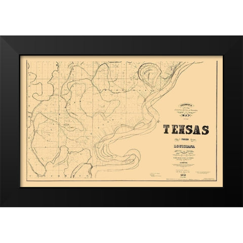 Tensas Parish Louisiana - Johnson 1873  Black Modern Wood Framed Art Print by Johnson