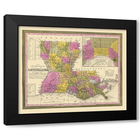 Louisiana - Mitchell 1846 Black Modern Wood Framed Art Print by Mitchell