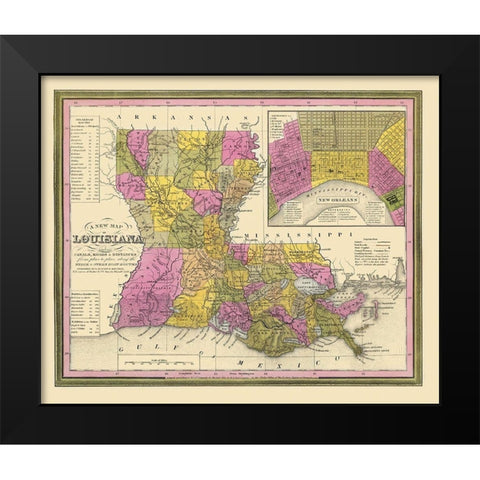 Louisiana - Mitchell 1846 Black Modern Wood Framed Art Print by Mitchell