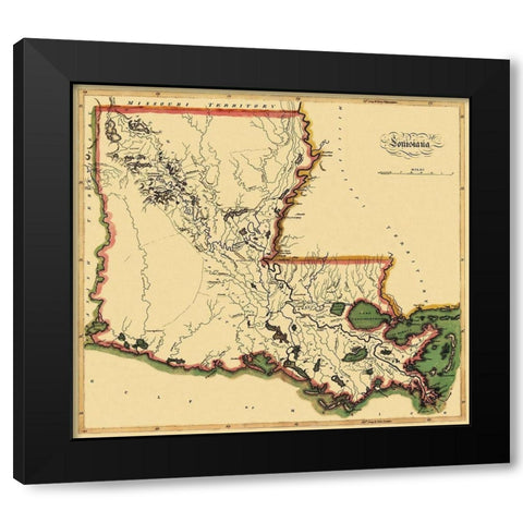 Louisiana - 1814 Black Modern Wood Framed Art Print by Carey