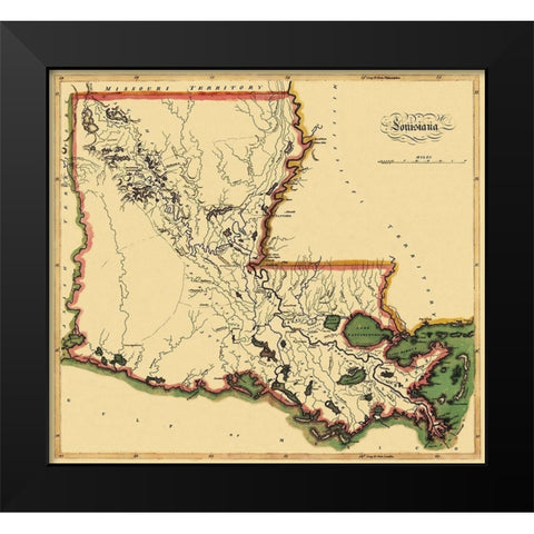 Louisiana - 1814 Black Modern Wood Framed Art Print by Carey