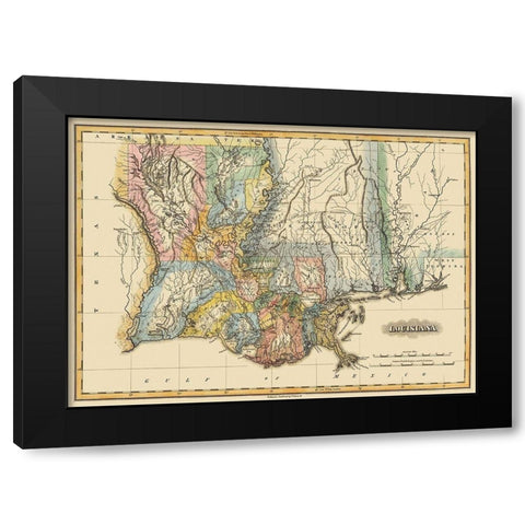 Louisiana - Lucas 1823 Black Modern Wood Framed Art Print by Lucas