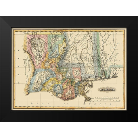Louisiana - Lucas 1823 Black Modern Wood Framed Art Print by Lucas