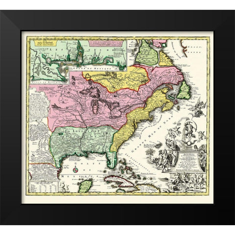 Eastern United States - Seutter 1734 Black Modern Wood Framed Art Print by Seutter