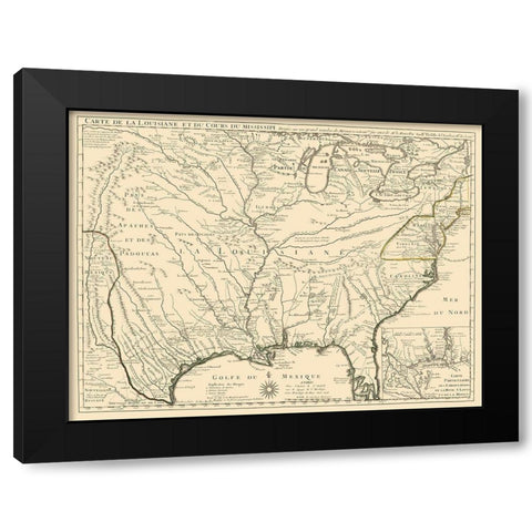 Louisiana and Surrounding Territories Black Modern Wood Framed Art Print by Delifle