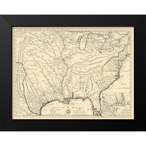 Louisiana and Surrounding Territories Black Modern Wood Framed Art Print by Delifle