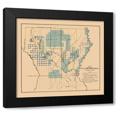 Louisiana Northern Survey Plat - 1836 Black Modern Wood Framed Art Print with Double Matting by Unknown