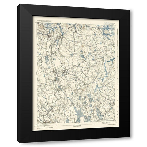 Barnstable Massachusetts Quad - USGS 1893 Black Modern Wood Framed Art Print with Double Matting by USGS