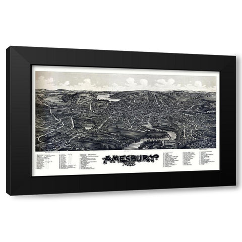 Amesbury Massachusetts - Norris 1890  Black Modern Wood Framed Art Print by Norris