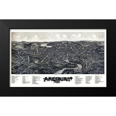 Amesbury Massachusetts - Norris 1890  Black Modern Wood Framed Art Print by Norris