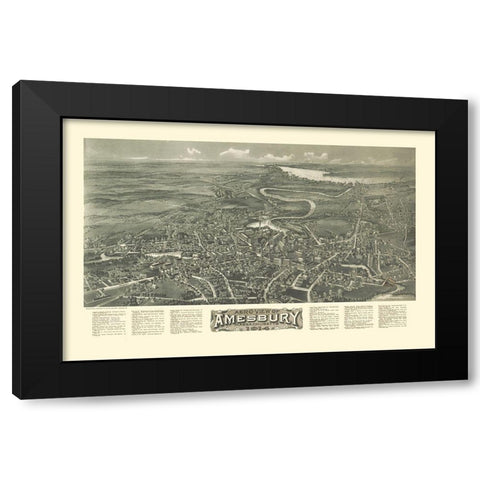 Amesbury Massachusetts - Bailey 1914  Black Modern Wood Framed Art Print by Bailey