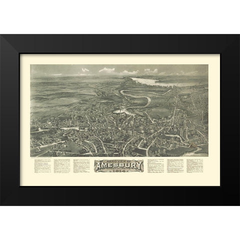 Amesbury Massachusetts - Bailey 1914  Black Modern Wood Framed Art Print by Bailey