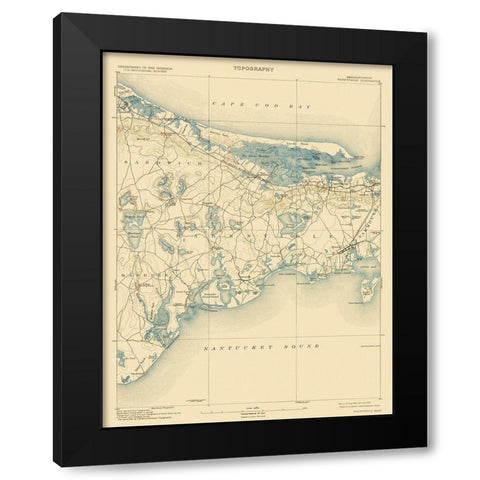 Barnstable Massachusetts Quad - USGS 1893 Black Modern Wood Framed Art Print by USGS